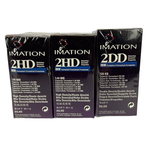 Imation 1.44 MB 2HD 3.5 in Floppy Diskettes 3 Boxes of 10 each Formated NEW - Picture 6 of 6